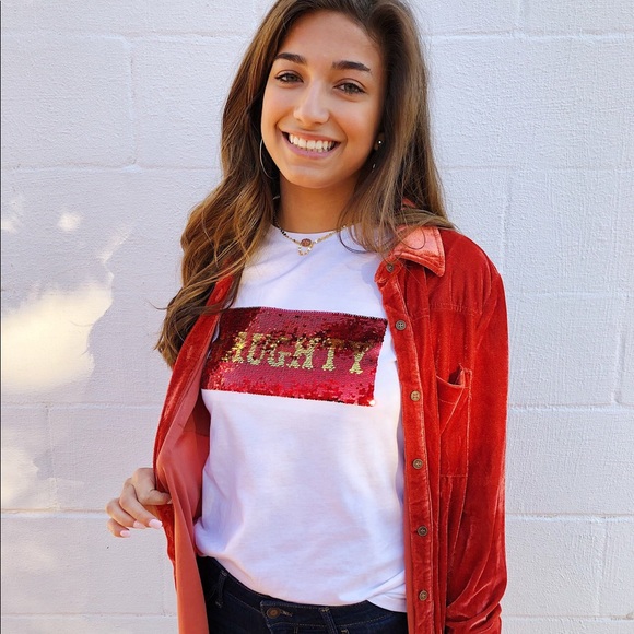 NWT 8 Oak Lane Sequin Naughty/Nice Holiday Tee - Picture 2 of 5